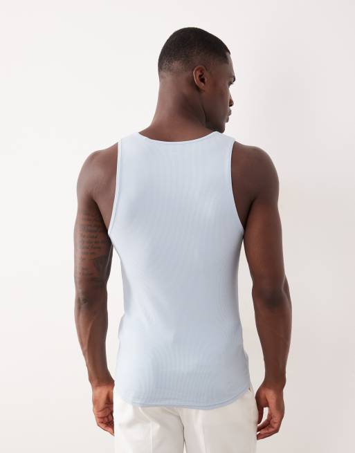 ASOS DESIGN - Essentials - Lyseblå ribstrikket tætsiddende overdel, 3 af 7
