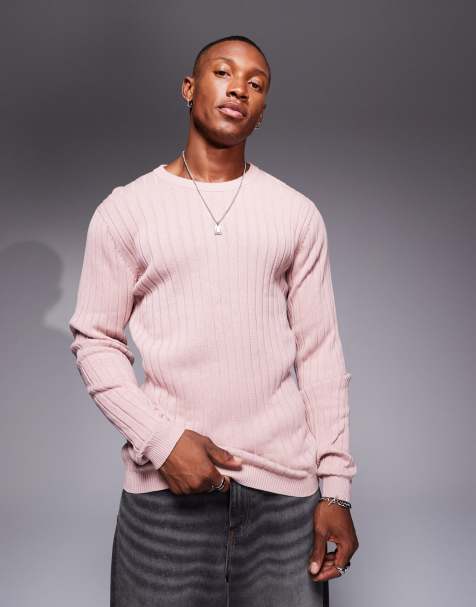 ASOS DESIGN - Essentials - Lyserød tætsiddende trøje ribstrik - view 1