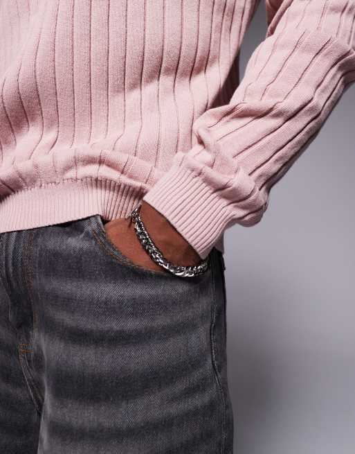 ASOS DESIGN - Essentials - Lyserød tætsiddende trøje ribstrik, 4 af 4