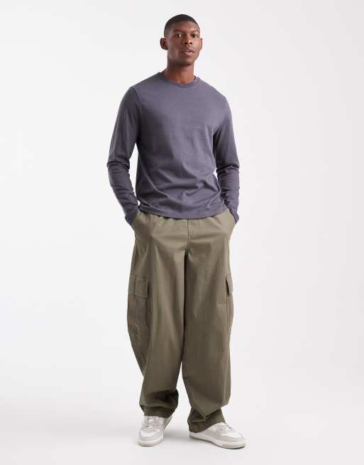 ASOS DESIGN - Essentials - Maglietta a maniche lunghe vestibilità classica color antracite, 2 di 5