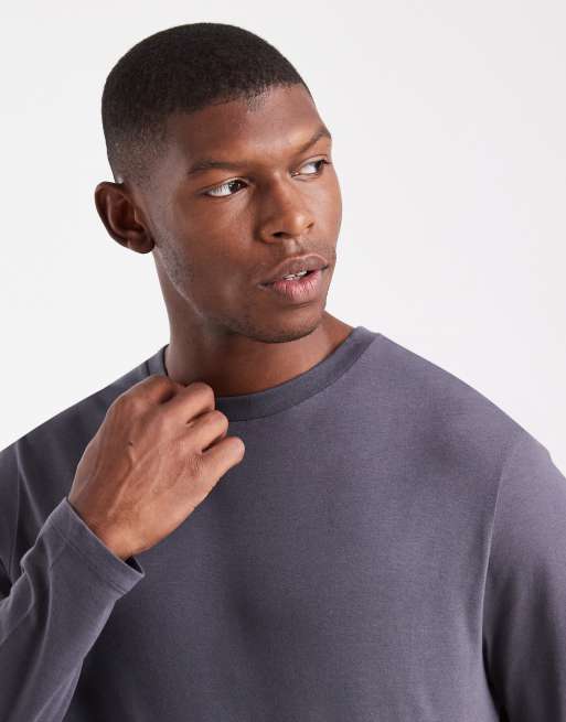 ASOS DESIGN - Essentials - Maglietta a maniche lunghe vestibilità classica color antracite, 5 di 5