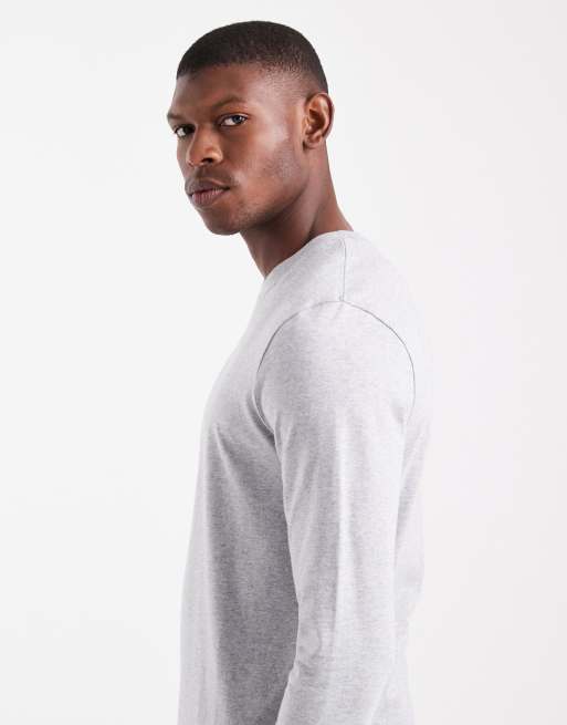 ASOS DESIGN - Essentials - Maglietta a maniche lunghe vestibilità classica grigio mélange, 4 di 5