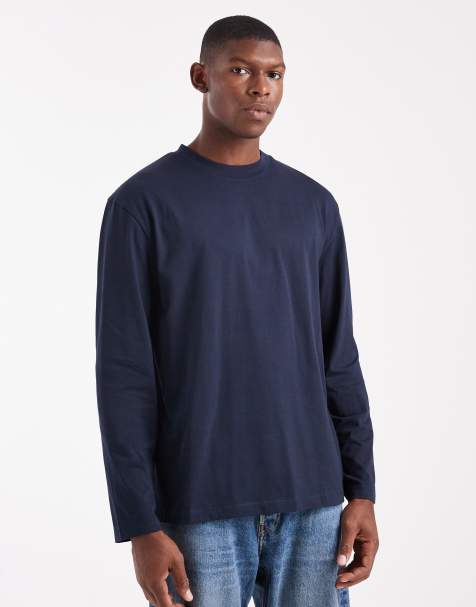 ASOS DESIGN - Essentials - Maglietta vestibilità comoda a maniche lunghe blu navy - view 1