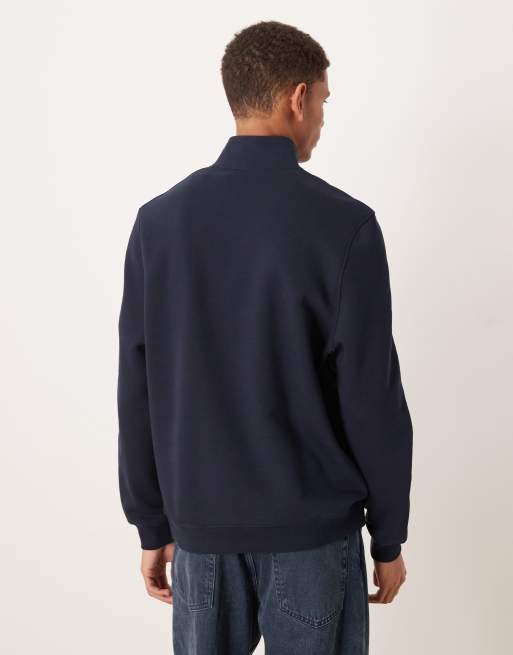 ASOS DESIGN – Essentials – Marinblå och gråmelerad sweatshirt med kort dragkedja vid halsen, 2-pack, 3 av 5