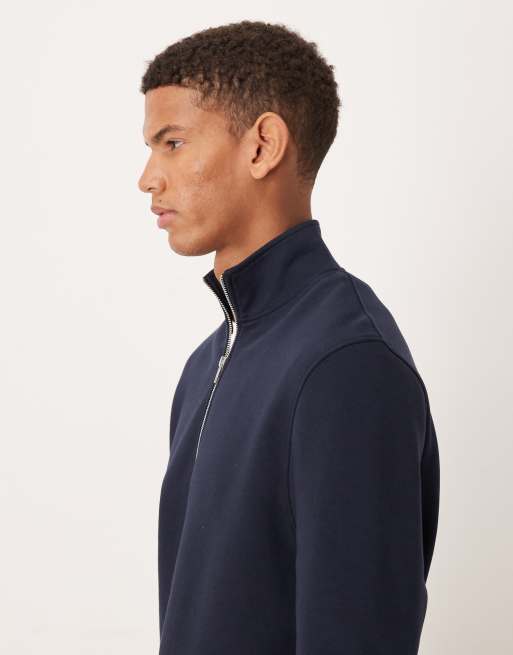 ASOS DESIGN – Essentials – Marinblå och gråmelerad sweatshirt med kort dragkedja vid halsen, 2-pack, 4 av 5