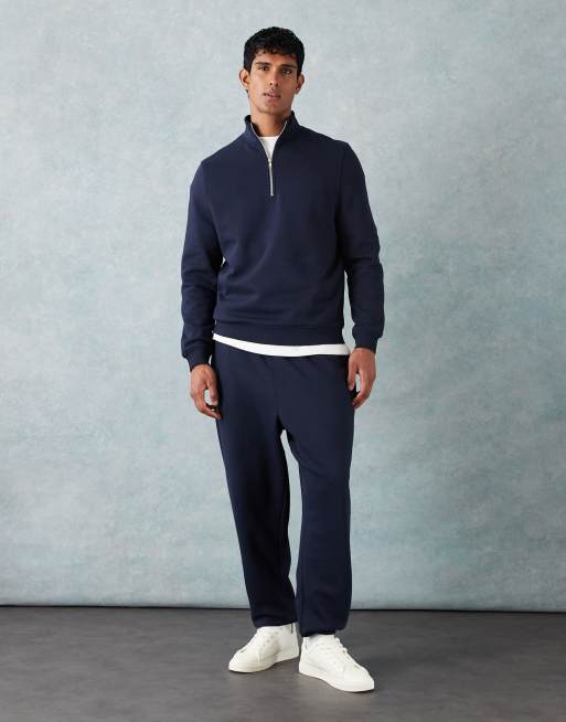ASOS DESIGN - Essentials - Marineblå sweatshirt med kort lynlås , 2 af 5