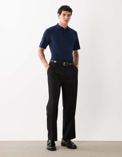 ASOS DESIGN - Essentials - Marineblå tætsiddende polo i fin ribstrik, 3 af 5