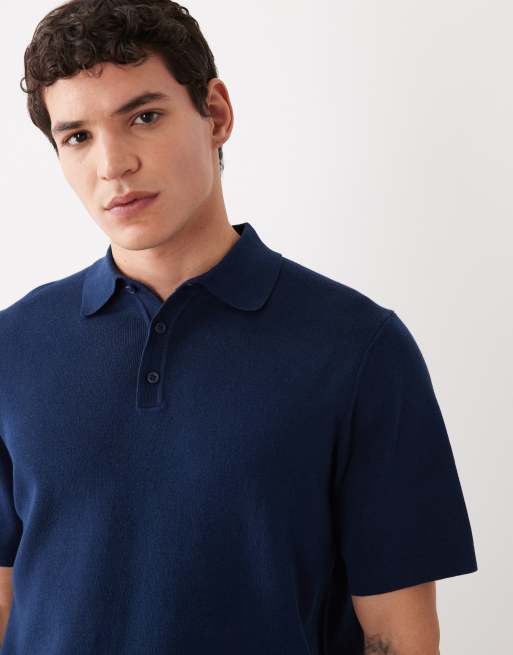 ASOS DESIGN - Essentials - Marineblå tætsiddende polo i fin ribstrik, 5 af 5