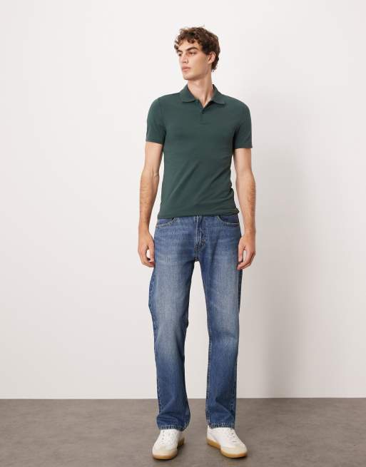 ASOS DESIGN – Essentials – Mörkgrön pikétröja i muscle fit , 2 av 5