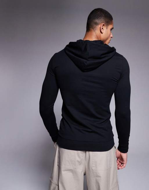 ASOS DESIGN - Essentials - Muscle fit hoodie in zwart, 3 van 4