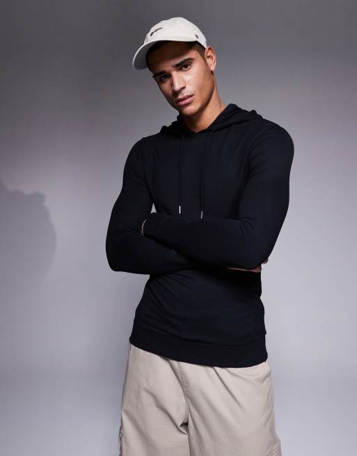 ASOS DESIGN - Essentials - Muscle fit hoodie in zwart, 4 van 4