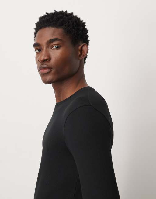 ASOS DESIGN essentials muscle fit long sleeve T-shirt in black rib, 4 of 5