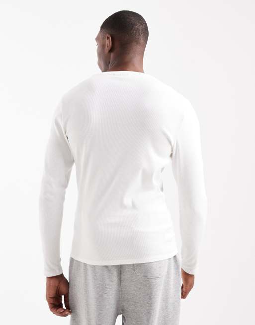 ASOS DESIGN essentials muscle fit long sleeve t-shirt in cream rib, 3 of 5