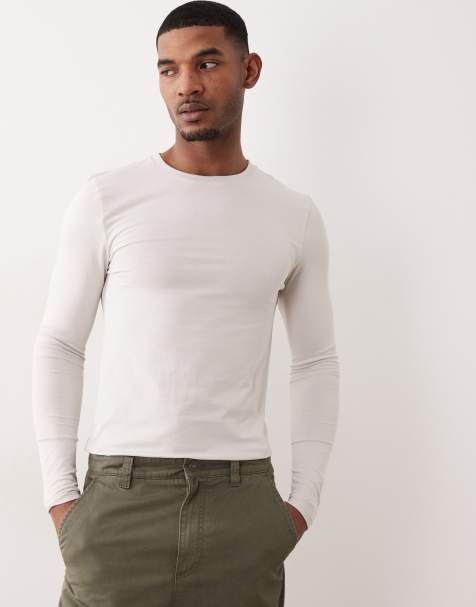 ASOS DESIGN Essentials muscle fit long sleeve t-shirt in light grey