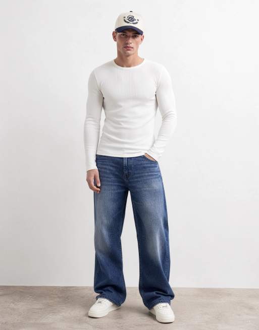 ASOS DESIGN essentials muscle fit long sleeve t-shirt in white rib, 7 of 10