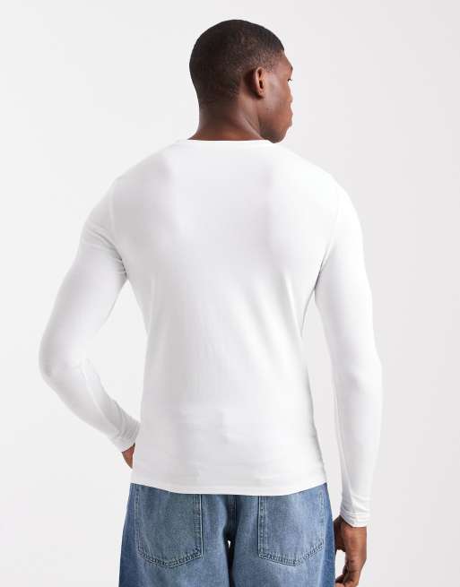 ASOS DESIGN essentials muscle fit long sleeve t-shirt in white, 3 of 5