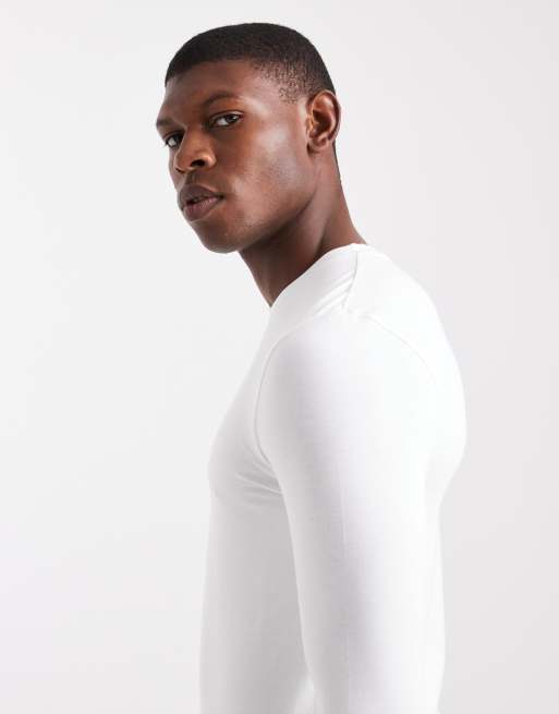 ASOS DESIGN essentials muscle fit long sleeve t-shirt in white, 4 of 5