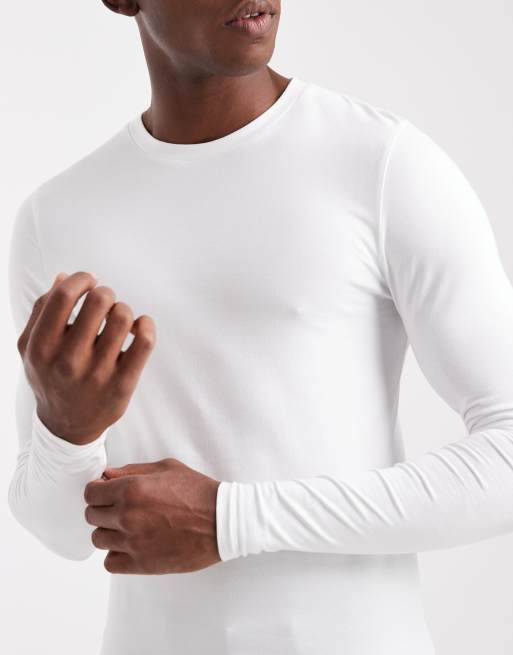 ASOS DESIGN essentials muscle fit long sleeve t-shirt in white, 5 of 5