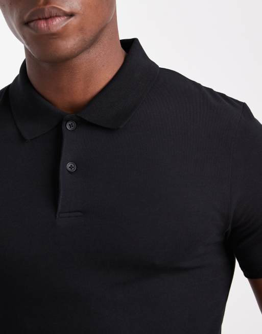 ASOS DESIGN essentials muscle fit polo in black