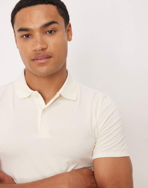 ASOS DESIGN Essentials muscle fit polo in cream , 5 of 5