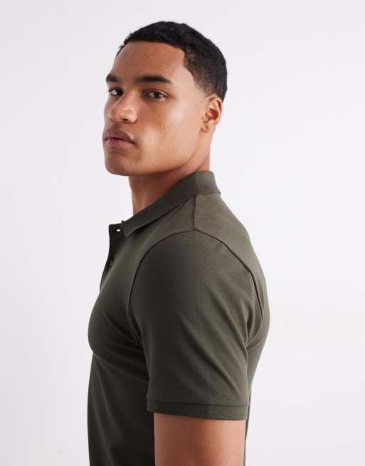 ASOS DESIGN essentials muscle fit polo in dark green pique  , 4 of 6