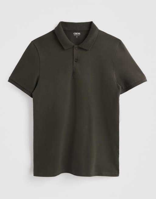 ASOS DESIGN essentials muscle fit polo in dark green pique  , 6 of 6