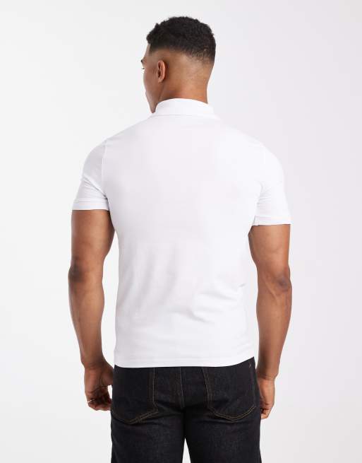 ASOS DESIGN Essentials muscle fit polo in white  , 3 of 5