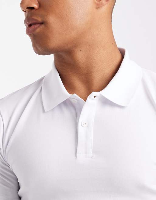 ASOS DESIGN Essentials muscle fit polo in white  , 5 of 5