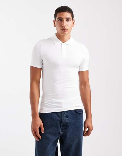 ASOS DESIGN Essentials muscle fit polo in white - view 1