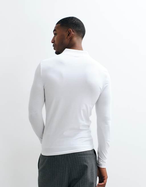 ASOS DESIGN Essentials muscle fit polo in white, 4 of 5