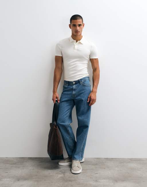 ASOS DESIGN Essentials muscle fit polo shirt in cream, 2 of 5