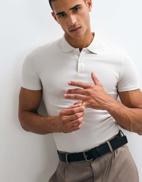 ASOS DESIGN Essentials muscle fit polo shirt in gray piqué - view 1