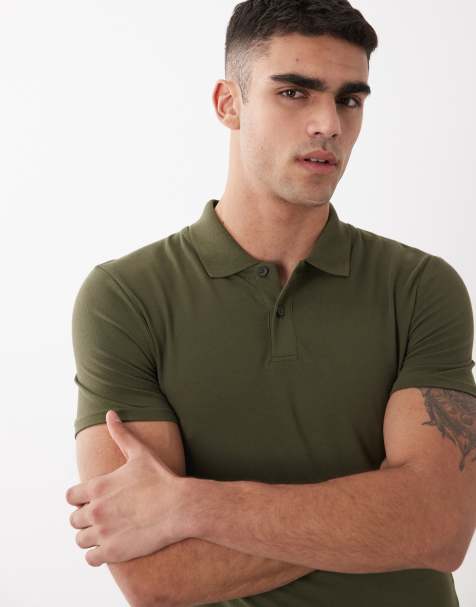 ASOS DESIGN - Essentials - Muscle fit poloshirt in kaki piqué - view 1