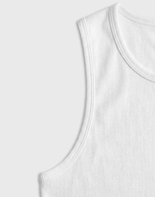 ASOS DESIGN essentials muscle fit rib singlet in white, 8 of 9