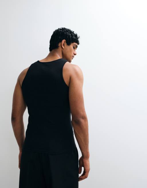 ASOS DESIGN Essentials muscle fit rib vest in black, 5 of 5