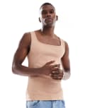 [ASOS DESIGN] ASOS DESIGN essentials muscle fit singlet in beige rib-Neutral M Praline