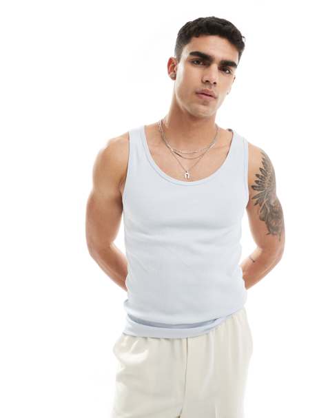 ASOS DESIGN essentials muscle fit singlet in grey rib - view 1