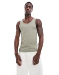 [ASOS DESIGN] ASOS DESIGN essentials muscle fit singlet in khaki-Green XS Vetiver