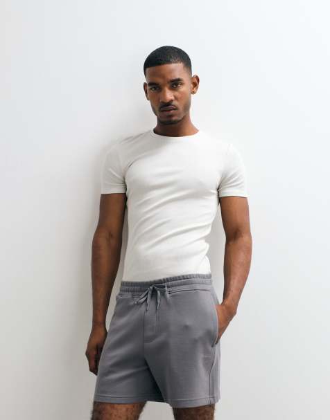 ASOS DESIGN essentials muscle fit t-shirt i grå ribb - view 1