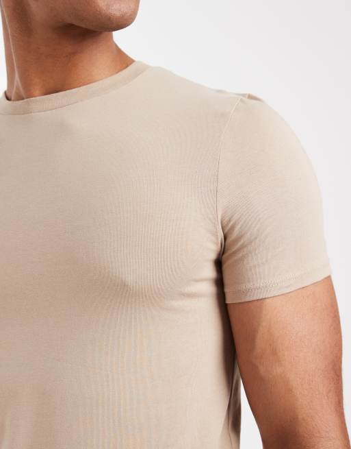 ASOS DESIGN Essentials muscle fit t-shirt in beige, 5 of 5