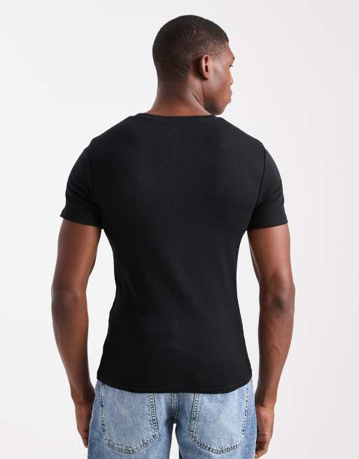 ASOS DESIGN Essentials muscle fit t-shirt in black rib, 3 of 5