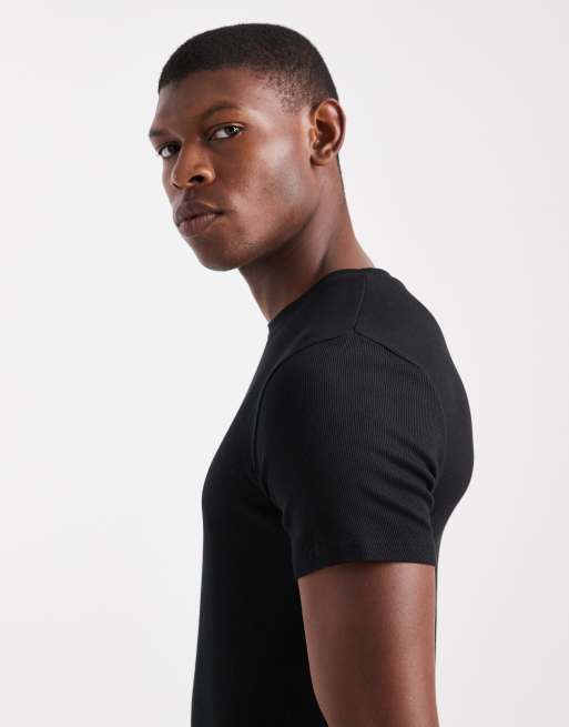 ASOS DESIGN Essentials muscle fit t-shirt in black rib, 4 of 5