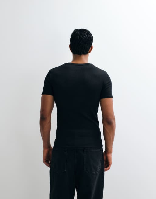ASOS DESIGN essentials muscle fit T-shirt in black rib, 5 of 5