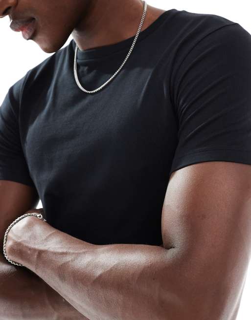 ASOS DESIGN muscle fit t-shirt with crew neck in black
