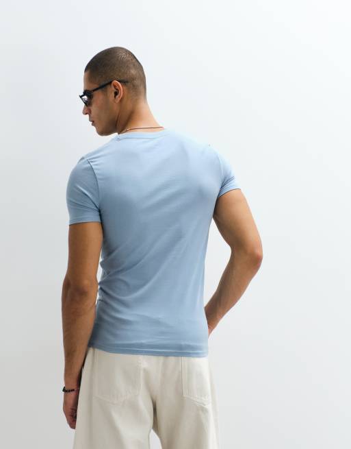 ASOS DESIGN Essentials muscle fit t-shirt in blue, 3 of 5