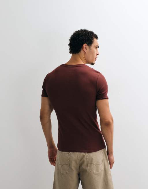 ASOS DESIGN Essentials muscle fit t-shirt in brown rib, 4 of 5