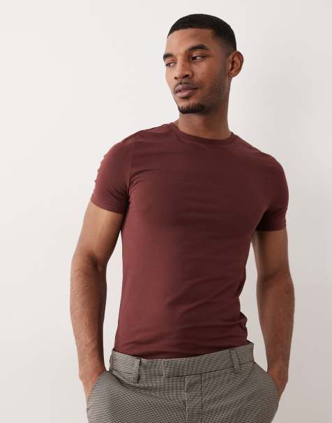 ASOS DESIGN essentials muscle fit t-shirt in brown - view 1
