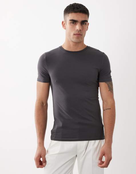 ASOS DESIGN Essentials muscle fit t-shirt in charcoal
