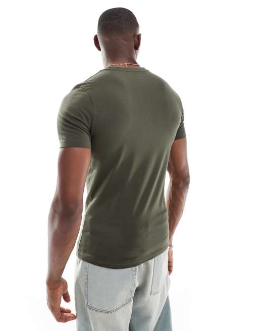 ASOS DESIGN essentials muscle fit T-shirt in dark green  , 2 of 4