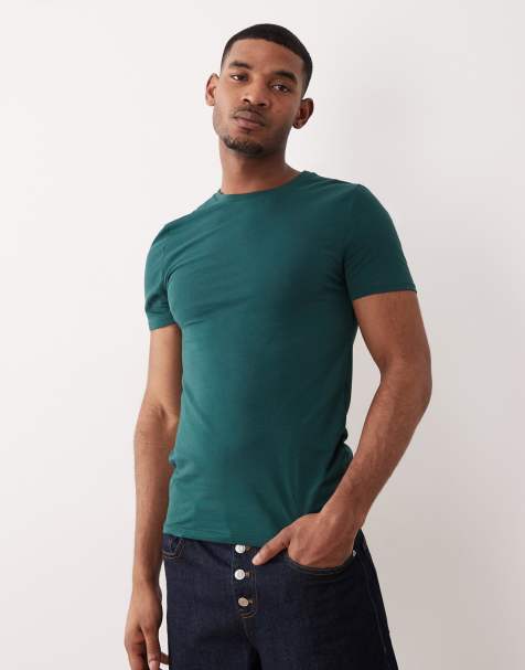 ASOS DESIGN Essentials muscle fit t-shirt in dark green